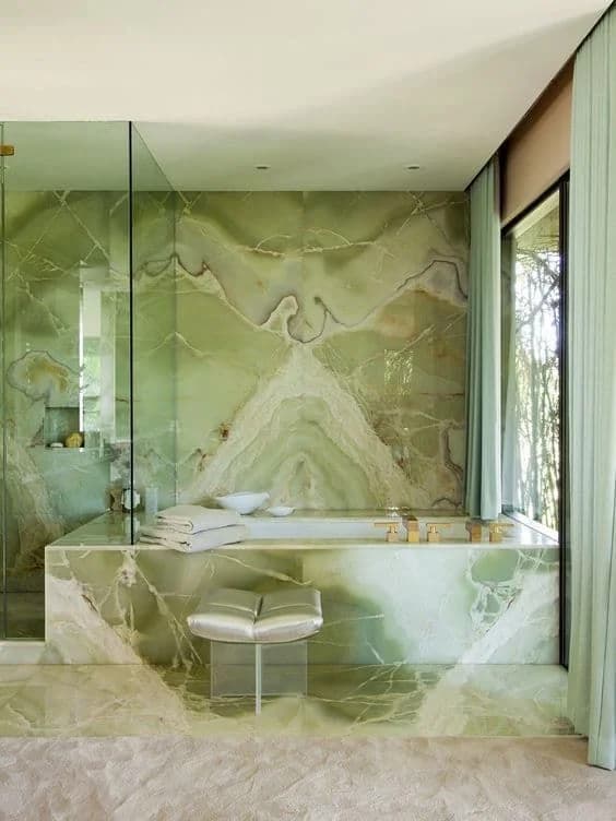 What Are The Colors of Marble? 1 green marble bathroom