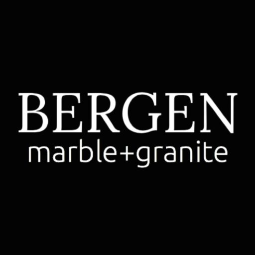 BERGEN marble+granite logo on a black background